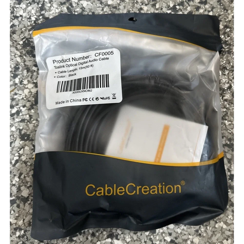 Premium S/PDIF (Toslink) Digital Optical Audio Cable, 50' Heavy Duty